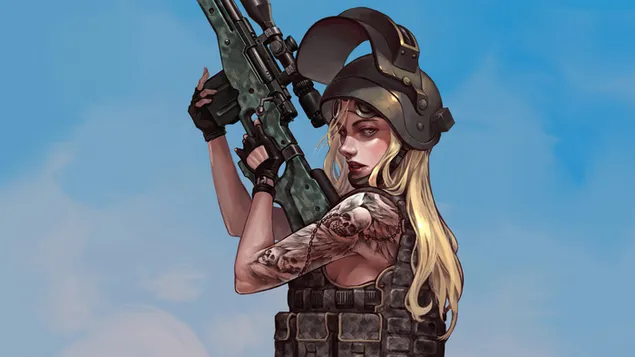 PlayerUnknown's Battlegrounds (PUBG Mobile) - Anime Sniper Girl 4K achtergrond