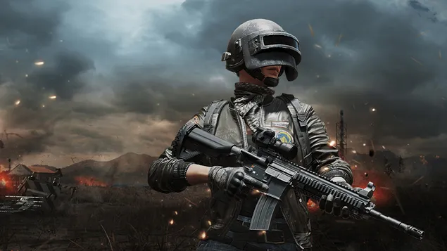 PlayerUnknown's Battlegrounds (PUBG Mobile) - Armed Soldier Girl 4K achtergrond