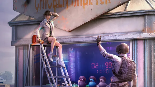 Taustpilt PlayerUnknown's Battlegrounds (PUBG Mobile) – Aasia tüdruk kiivriga 4K