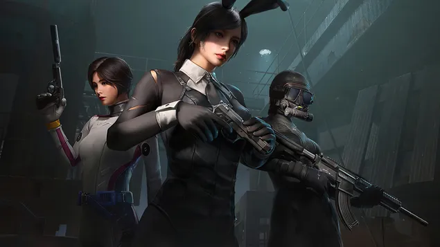 Taustpilt PlayerUnknown's Battlegrounds (PUBG Mobile) – jänkutüdrukute lahingumeeskond 4K