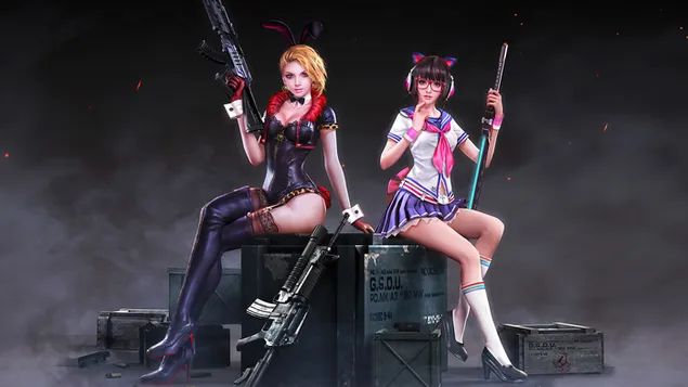 PlayerUnknown's Battlegrounds (PUBG Mobile) - Set Gadis Bunny Girl X Music Girl 4K kertas dinding