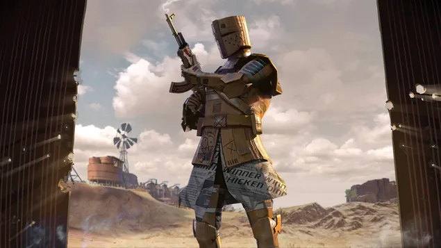 PlayerUnknown's Battlegrounds (PUBG Mobile) - zestaw skórek kartonowego stroju wojownika 4K tapeta