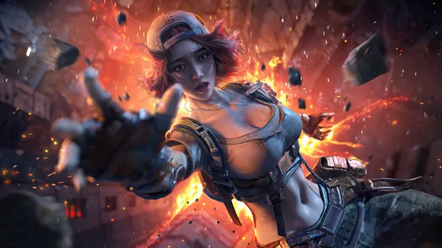 PlayerUnknown's Battlegrounds (PUBG Mobile) - Girl on Explosion 4K wallpaper