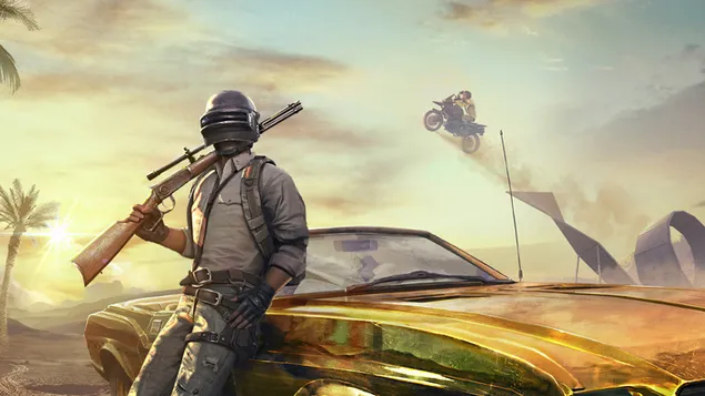 PlayerUnknown's Battlegrounds (PUBG Mobile) - גולדן מיראדו (מכונית) במירמר המטורף 4K טפט