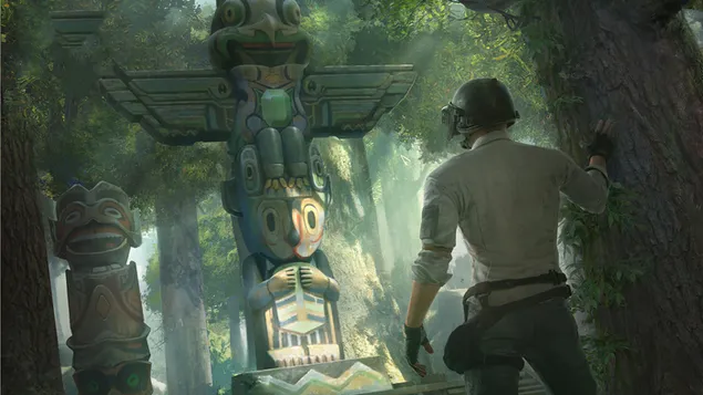 PlayerUnknown's Battlegrounds (PUBG Mobile) – Helmet Guy in The Forest (Jungle Mode) 4K háttérkép