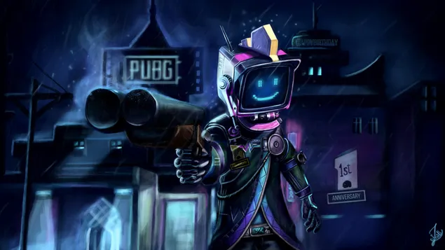 PlayerUnknown's Battlegrounds (PUBG Mobile) - Pubg 1ste verjaardag in Cyberpunk-styl 4K muurpapier