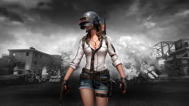 PlayerUnknown's Battlegrounds (PUBG Mobile) - Pubg Helmet Girl 4K achtergrond