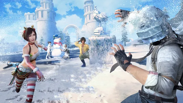 PlayerUnknown's Battlegrounds (PUBG Mobile) - Winterfestival (Sneeuwballengevecht) 4K achtergrond