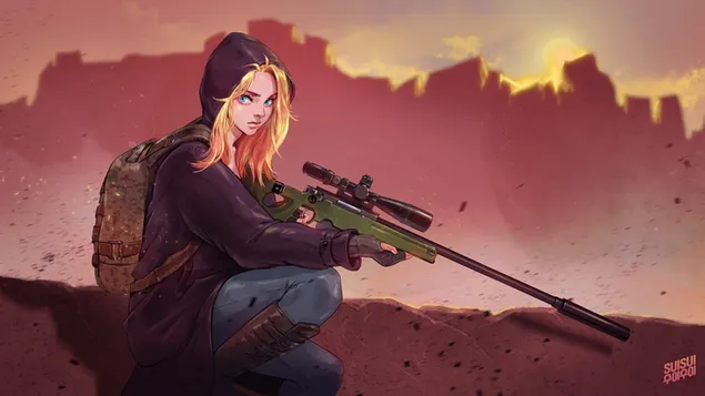 Taustakuva PlayerUnknown's Battlegrounds (PUBG) - Shooter Girl (fanart) 2K