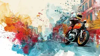 Tapeta Hravá energie historické motorky ve městě 8K