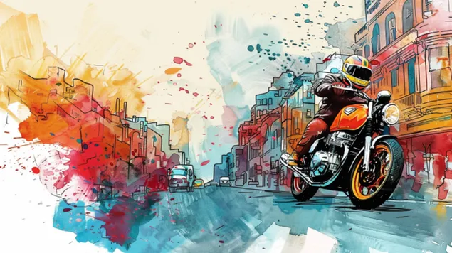 אנרגיה שובבה של אופנוע וינטג' בעיר 8K טפט