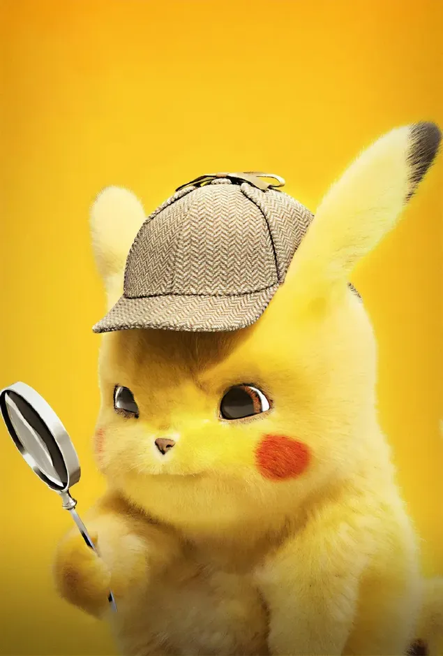 Personaje de dibujos animados de Pokémon Pikachu jugando papel de detective descargar