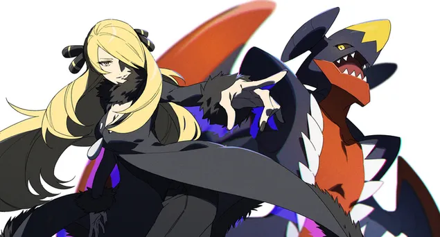 Pokémon - Cynthia és Garchomp 2K háttérkép