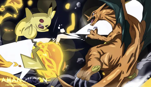 Pokemon - Pikachu Vs Charizard 2K wallpaper