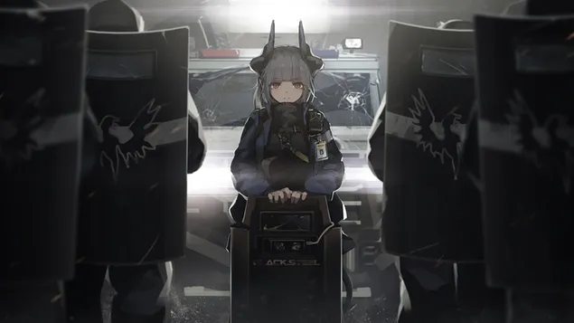 Police 'Liskarm' - Arknights (Video lojë anime) 4K sfond