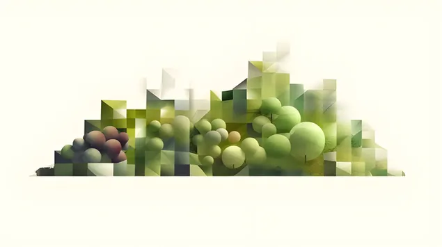 Polygonal Forestscape: Reka Bentuk Minimalis Moden 2K kertas dinding