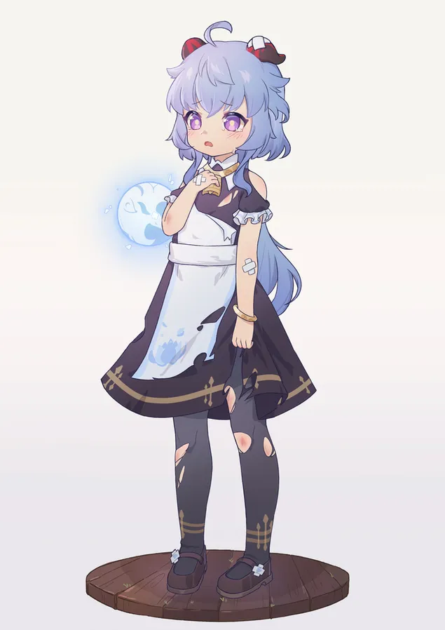 jadni ganyu stoji s pohabanom krpom i ozljedom (ganshin impact) preuzmi