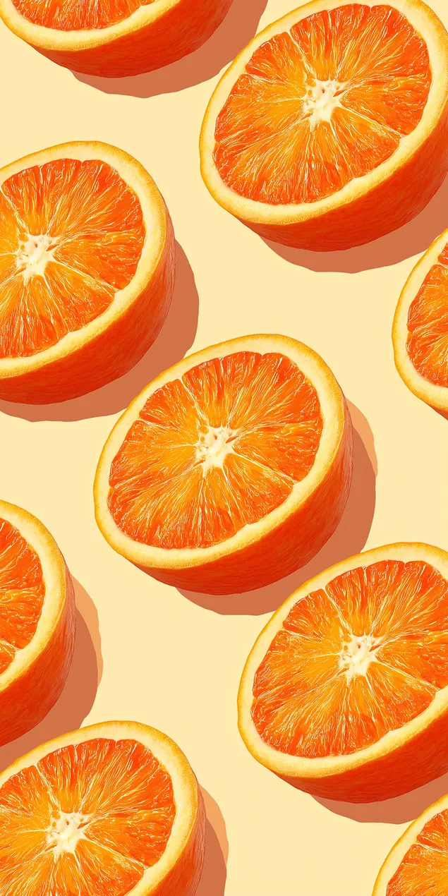 강렬한 그림자가 있는 감귤 반쪽의 팝 아트 패턴 HD 배경화면