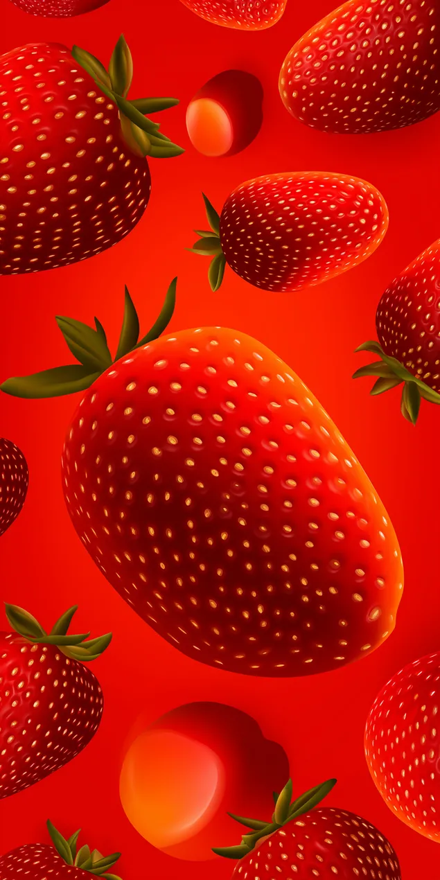 Pop Art stílusú bogyók lebegnek egy merész, egyszerű ürességben HD háttérkép