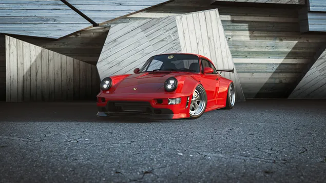 Porsche 911 auto in rode kleur