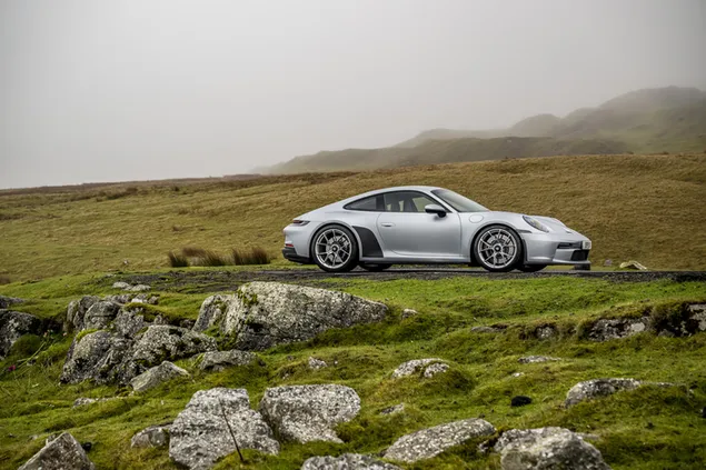 Porsche car on the landscape 