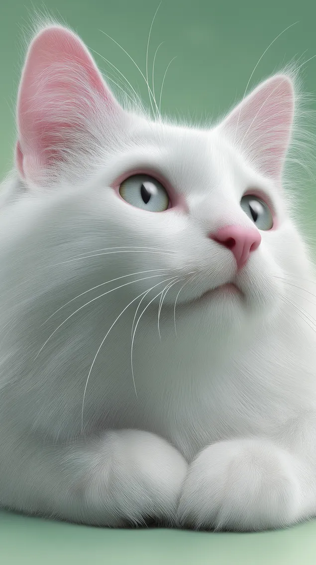 prezemete portret na simpatichna bela machka, sini ochi