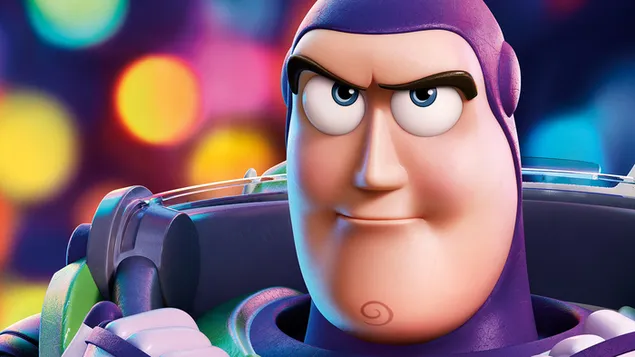Portret van dappere buzz lightyear herkend in computeranimatiefilm met speelgoedverhalen 4K achtergrond