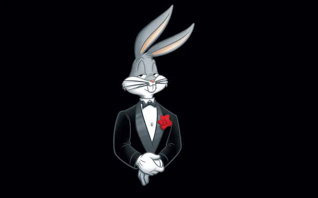 potret kelinci karakter kartun bugs bunny dengan setelan dasi kupu-kupu unduhan
