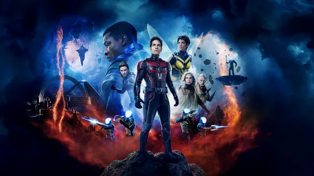 poster filma ant-man and the wasp: quantumania s glavnim likovima i kvantnim carstvom preuzmi