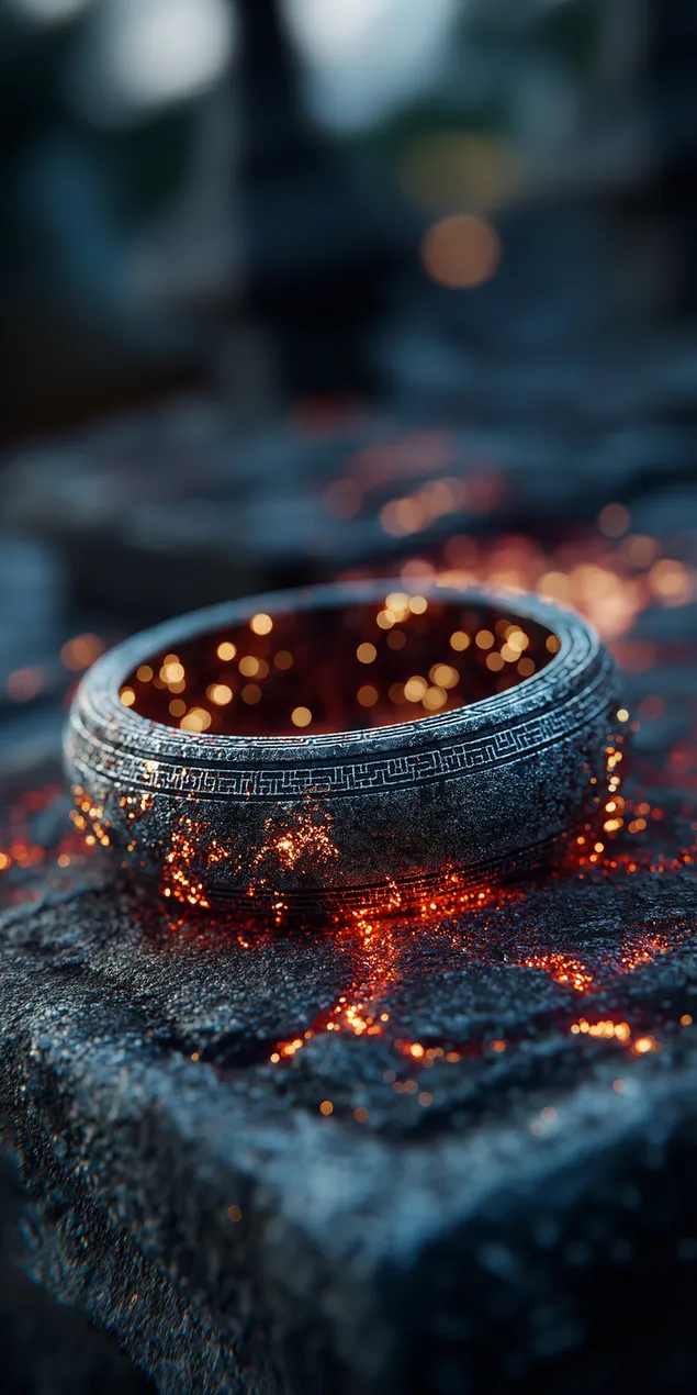 Mächtegen antike Rank, deen op engem donkelen Steen mat Feierfunken läit HD Tapeten