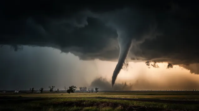 Mächtegt Stuermsystem mat enger Funnelwollek 2K Tapeten