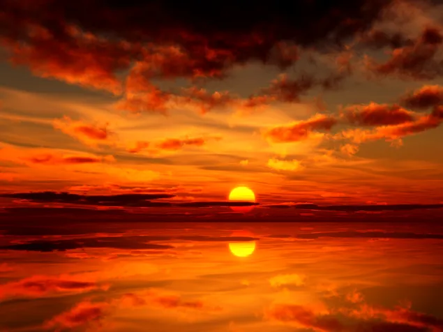 Prachtige zonsondergang en reflectie