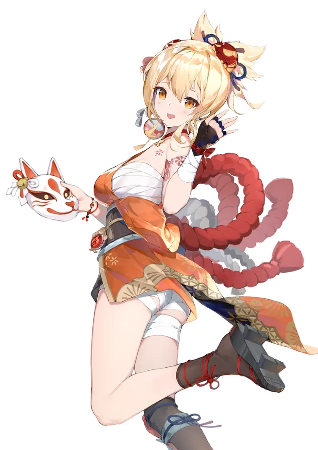 Убава аниме девојка Јоимија | Влијание на Ганшин 4K тапет