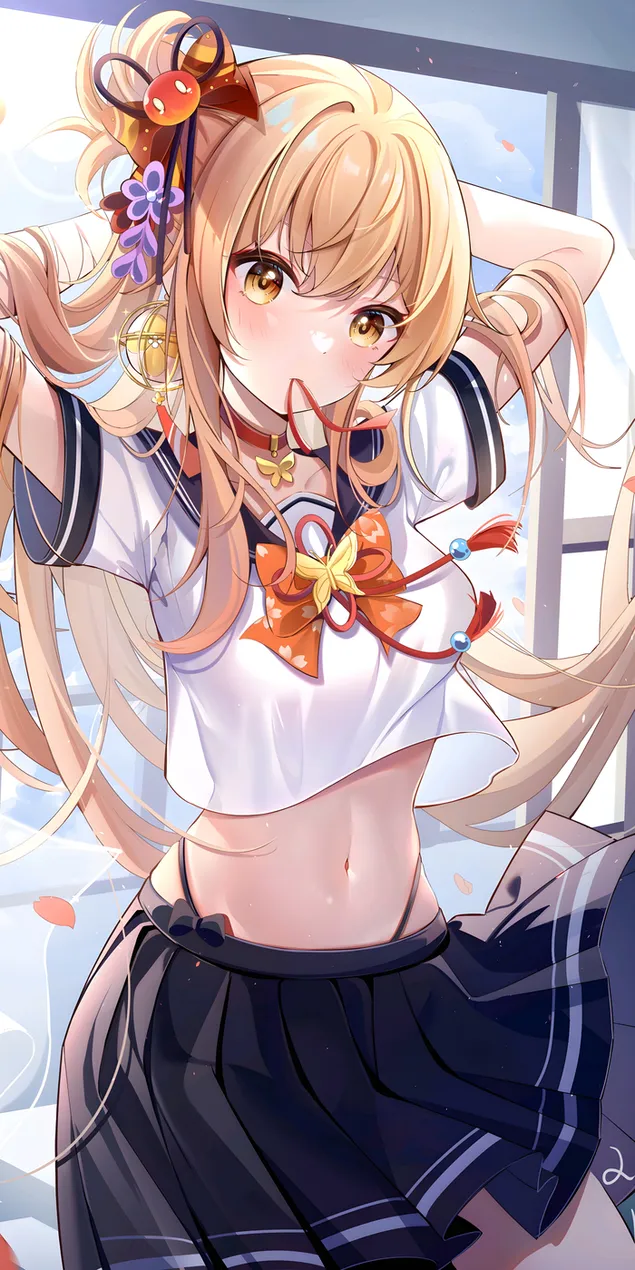 อะนิเมะสาวสวย Yoimiya (Genshin Impact) 2K วอลเปเปอร์