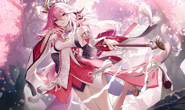 prilichno lepa jae miko stoji sa svojim lukom u blizini treshnje (ganskhin impatst) preuzmi