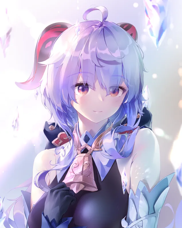 فتاة جميلة الشعر الأزرق Ganyu | تأثير جانشين 2K خلفية