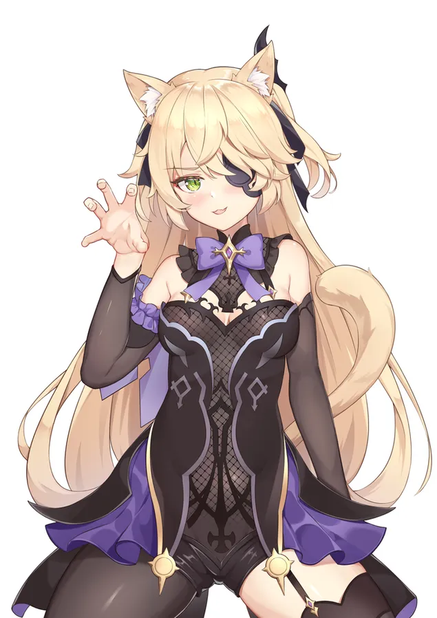 ילדת חתול יפה פישל | השפעת גנשין 2K טפט