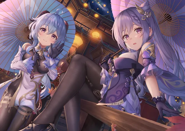 Chicas muy lindas Ganyu y Keqing | impacto genshin 2K fondo de pantalla