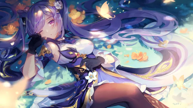 Hình nền Keqing gái xinh chậm chạp | Tác động Genshin 2K