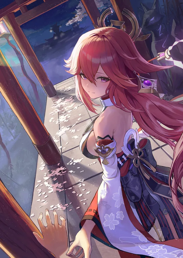 Hình nền Gái xinh Yea Miko với người đặc biệt | Tác động Ganshin 4K