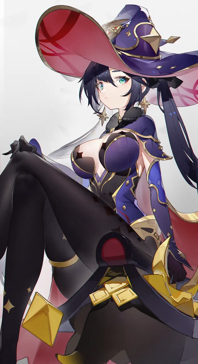 Hình nền Đôi mắt xanh tuyệt đẹp của phù thủy Mona | Tác động Ganshin 4K