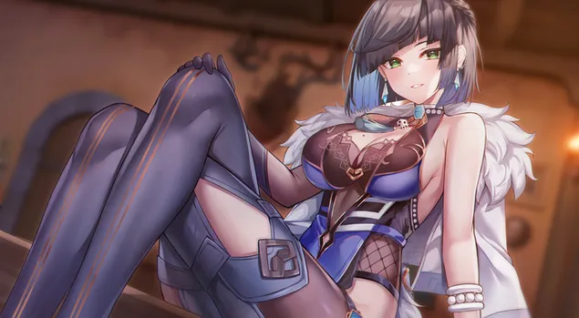 Prilično vruća anime djevojka Yelan | Genshin Impact HD pozadina