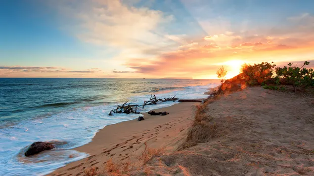 Páipéar balla Éirí Gréine Pretty Sea-Cladach4K