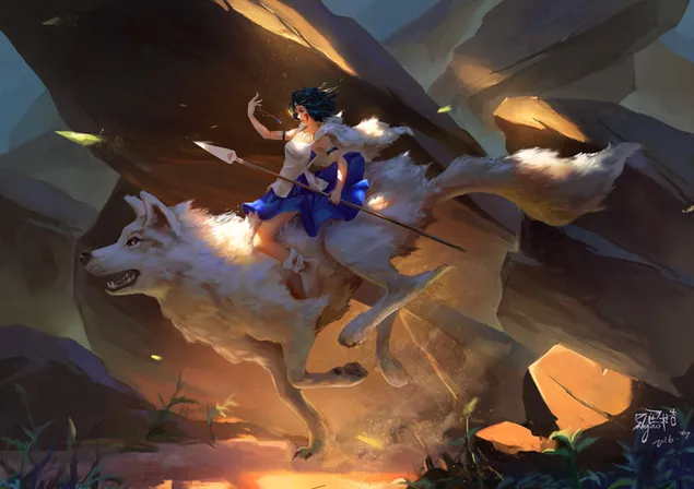 Princess Mononoke and her wolf