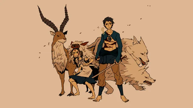 Tapeta Anime postavy princeznej Mononoke (Ashitaka) 2K