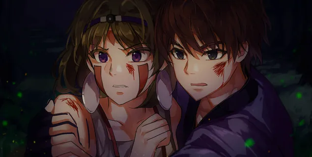 Tapeta Anime postavy princeznej Mononoke (San a Ashitaka) 4K