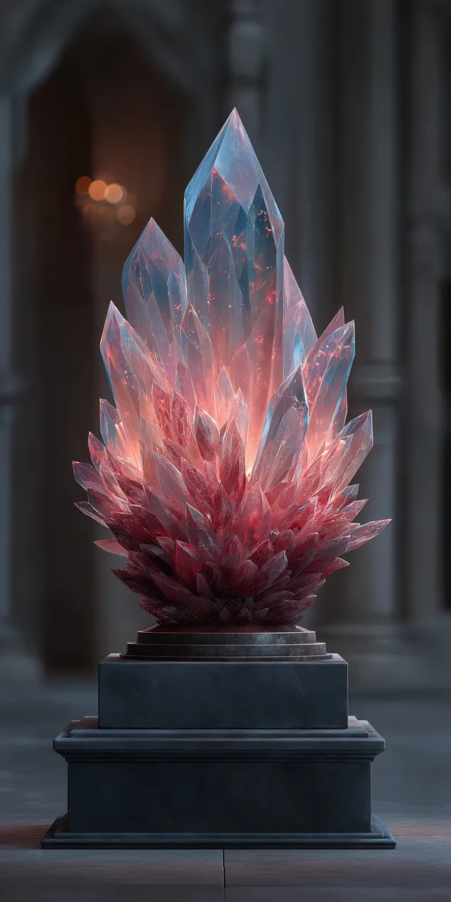 Taustpilt Prismaatiline helendav kristallimoodustis tumedal kivialusel HD