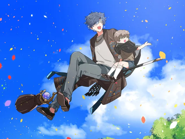 paikhnidi promise of wizard viide flying man and boy on cloud of the wizard's scups lepse