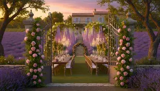 Provence Lavender Garden Wedding Sunset Dream 4K wallpaper