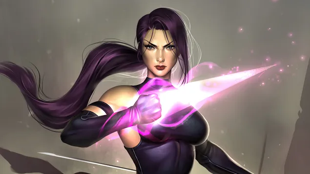Psylocke („Marvel“) superherojus 4K ekrano užsklanda